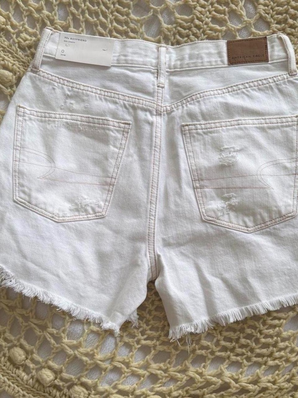 American Eagle Outfitters White Frayed Hem Denim Shorts